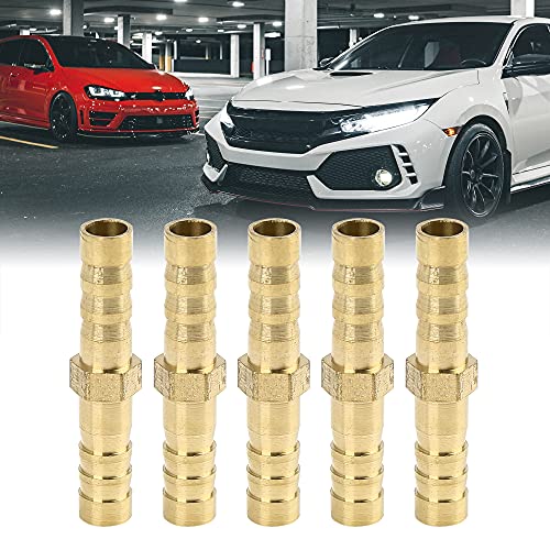 X AUTOHAUX 6mm Brass Barb Hose Fitting Straight Union Connector for Air Water Gas Oil 5pcs - size: 6mm