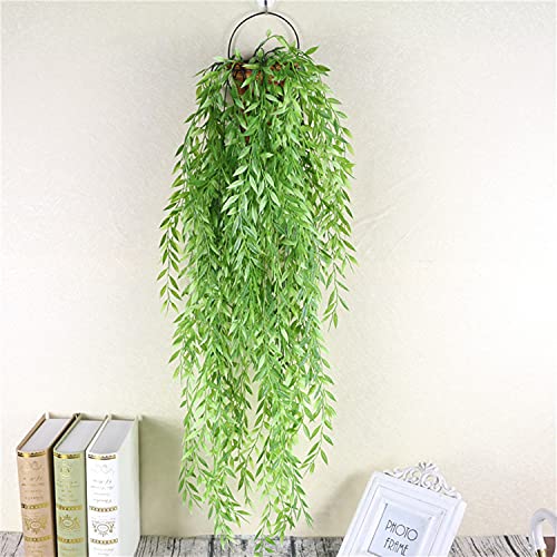 GBESTWOOW Artificial Willow Greenery Plant Fake Hanging Vine Plant for Home Decoration Pack of 2 - size: Weeping Willow-37Inch-2 Pcs