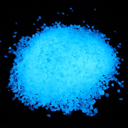 Shiny Stone Glow in The Dark Aquarium Gravel Sand, Sky Blue, 3-5mm | Neon, 305g/0.67lbs, Decorative Rocks for Fish Tank, Fairy Garden, Home Decor - color: Sky Blue, size: 3-5mm