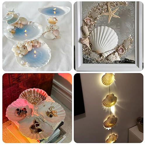 6PCS Natural Seashells 4.5"-5" White DIY Scallop Shells for Home Decor - Sea Shells for Painting, Baking, Beach Party, Fish Tank, Ocean Crafts, Beach Wedding Decor - color: 6pcs