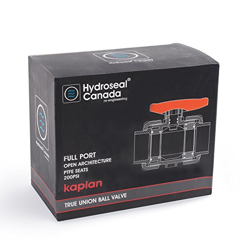 HYDROSEAL Kaplan 2’’ PVC True Union Ball Valve with Full Port, ASTM F1970, EPDM O-Rings and Reversible PTFE Seats, Rated at 200 PSI @73F, Gray, 2 inch Socket (2 inch) - size: 2 Inch