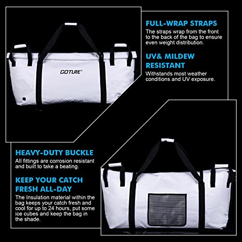 Goture Insulated Fish Cooler Bag,Travel Insulated Cooler Bag,Monster Leakproof Fish Kill Bag, Portable Small/Medium/Large Cooler Bag for Outdoor Travel Camp Beach Picnic with Drain Plug - color: Medium-46.7x11.8x19.7in