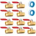 1/4 Inch Valve Npt Air Compressor Brass Heavy Duty Valve double Female Shut off Switch 1/4 NPT Thread Pipe Fitting (Double Female 10PCS) - color: Female x Female 10PCS