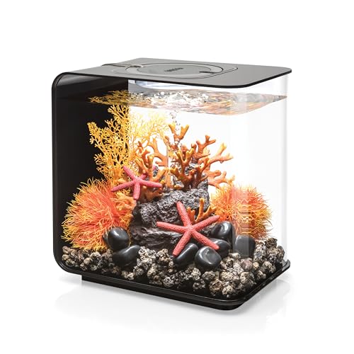 biOrb Flow 15 Acrylic 4-Gallon Aquarium with White LED Lights Modern Compact Tank for Tabletop or Desktop Display, Black - color: Black with LED Lighting, size: 4 Gallon