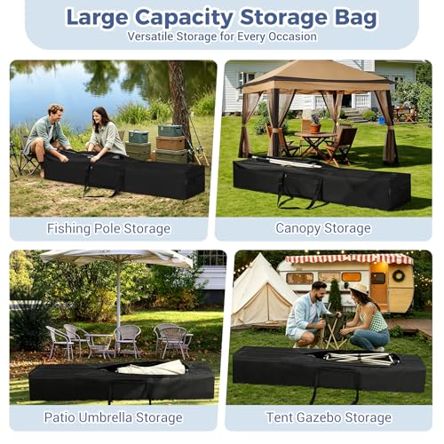 COOLBEBE 83" x 16" x 12" Extra Large Tent Storage Bag - 260L Heavy Duty Waterproof Duffle Bag for Tent Poles, Canopy, Hammock, Tripod, Fishing Gear, Sports Equipment & Outdoor Moving, Black - size: 83"x 16"x 12"