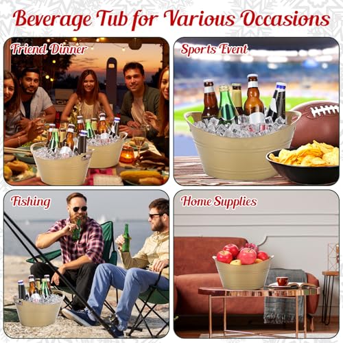 Norme 24 Pcs Oval Storage Tub with Handles, 4.5l Plastic Ice Buckets Bulk for Wine Beer Champagne Drink Cooler Beverage Storage Tub for Parties BBQ Weddings Party Outdoor Celebration(Gold) - color: Gold