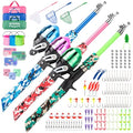 Kids Fishing Pole, Portable Telescopic Kids Fishing Poles for Boys and Girls, Fishing Rod and Reel Combo Kit with Tackle Box, and Fishing Net, Best Fishing Pole for Toddler Youth - color: Pink+Blue+Green