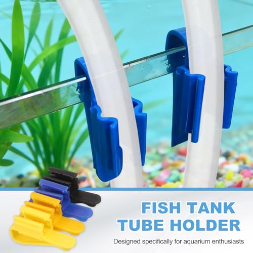 Fish for Tank Mounting Clip, Adjustable Hose Clamp Mounting Clip Water Pipe Hose Holder for 0.3"-1" Dia Tube, (Blue, 2Pcs), Intended for Aquarium Air Pump/Pipe Organizer - color: Blue