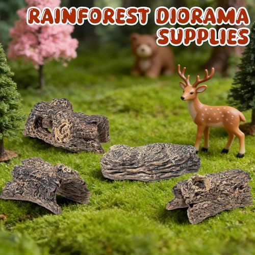 Warmtree 6 Pcs Diorama Rocks Artificial Tree Stump Miniature Stone for Diorama Supplies Micro Train Landscape Mini Garden Figurines Fish Tank Decor Cave Terrarium