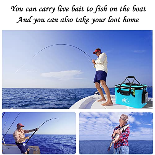 Grneric Fishing Bucket, 6Gallon/8Gallon/10Gallon Foldable Fish Bucket,Live Fish Container Multi-Functional Live Fish Bait Bucket,Outdoor Camping EVA Fishing Bag and Fish Protection Bucket - color: 23l/6gallon(blue)