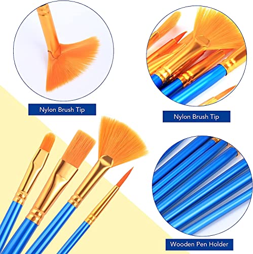 AROIC Acrylic Paint Brush Set, 30 pcs Nylon Hair Paint Brushes for All Purpose Oil Watercolor Face Body Rock Painting Artist, Small Paint Brush Kits for Kids Adult Drawing - color: Blue, size: 30pcs-2
