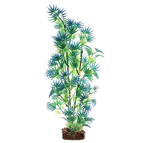 GloFish Plant Aquarium Décor, Green and Blue Large, Fluorescent Under Blue LED Light - size: Large