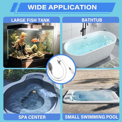 Fish Tank Vacuum Gravel Cleaner with Manual Pump – Flows Adjustable Aquarium Siphon with 3 Different Nozzles Water Changer for Home