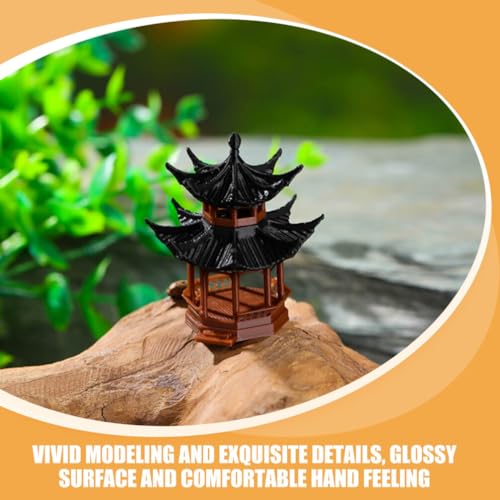 GANAZONO Miniature Rockery Pavilion Ornament 1.77 Inch Zen Garden Accessory for Aquarium Fish Tank and Bonsai Landscape Decoration - size: 8.50X7.20X7.20CM