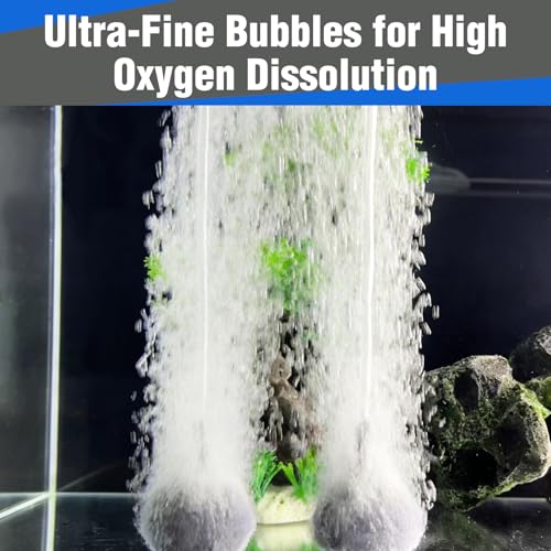 4 Pack 2 Inch Aquarium Air Stone Balls Premium Porous Airstones for Fish Tanks, Ponds & Hydroponics Long-Lasting Oxygen Diffuser with Fine Bubbles, Sinks & Won’t Float (3/16" or 3/8" Tubing)