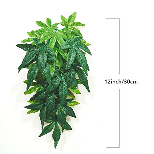 Nobranded Reptile Plants,2 Pieces Hanging Silk Terrarium Plant with Suction Cup for Bearded Dragons Lizards Geckos Snake Pets Tank Habitat Decorations for Reptile Terrariums Pet Supply (Green)