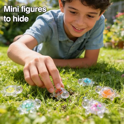 Anboor 30PCS Small Resin Turtle with 1 Pc Suitcase Boxes, Luminous Mini Resin Animals to Hide Sea Turtles Glow in The Dark Figurines for Fairy Garden Dollhouse Aquarium Decor (Beads) - style: 30 Pcs Beads