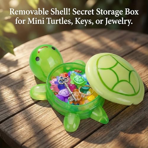 XXL Glow in the Dark Turtle Family - 51 Pcs Luminous Resin Sea Turtle Miniatures for Outdoor Garden Decor, Aquarium Fish Tank Ornament, DIY Fairy Garden & Terrarium Accessories