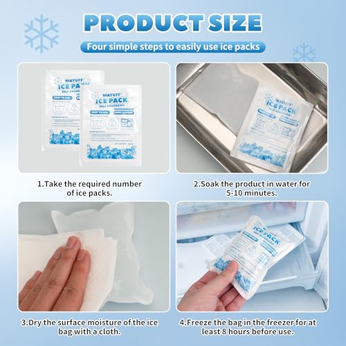 50 Pcs Reusable Ice Packs for Coolers (3.7''x4.9'') - Long-Lasting Gel Freezer Packs for Lunch Boxes, Shipping, Camping, Beach & Fishing | Keep Food/Drinks Fresh - style: 3.7''x4.9'' Packs of 50