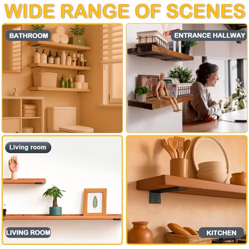 Floating Shelf Bracket 6 Inch of 8 Pack Heavy Duty Shelf Brackets Black Coated Metal L Bracket Wall Shelf Support DIY Brackets with 1/5 Inch Thick and 160 LBS Load Capacity - size: 6 Inch, style: Black 8 Pack