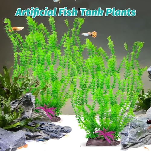 Hamiledyi Aquarium Plastic Plants Aquarium Decor Artificial Fish Tank Plants,Tall Fish Tank Decorations, Extra Large Aquarium Plant 20.4-inch Tall,2PCS - color: A*2 Pcs, size: 20.4 in
