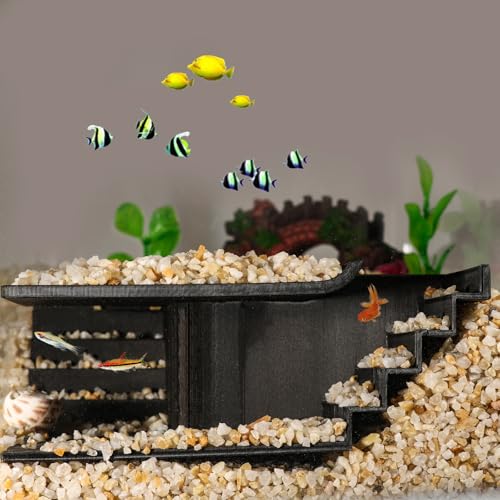 Aquarium Undergravel Fish Tunnel Cave, Black, Modern Resin Fish Hide for Aquarium Hideout (Style 3) - color: Black, style: Style 3