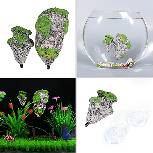 Zerodis Artificial Suspended Rock,Floating Moss Rocks Resin Stone Decorations Flying Suspended Stone Decoration(M)