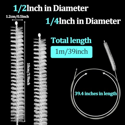 Ymapinc 4Pcs 39.4inches Pipe Cleaners Tube Straw Brush, Extra Long Cleaning Brush for Cleaning Straw Bottle Pipe Cleaners Long Laboratory Catheter - style: 1/2-inch