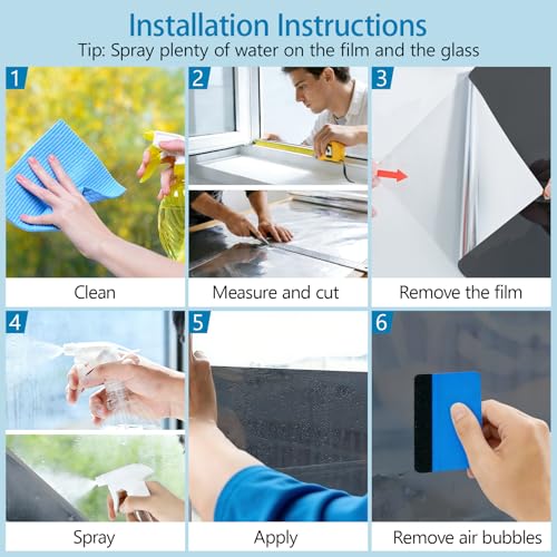 Niviy One Way Mirror Privacy Window Film Heat Blocking, Daytime Privacy Home Window Tint, Reflective Window Covering See Out But Not in, Black Silver, 29.5 Inch X 78.7 Inch - color: Black Silver, size: 29.5"x 78.7"
