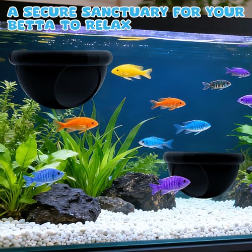 2 Pcs Floating Betta Hide & Shrimp Cave – All-in-One Aquarium Hammock, Aquarium Floating Betta Fish Skins, 3D Printed Feeding and Resting Shelter for Small Shrimp - color: Black