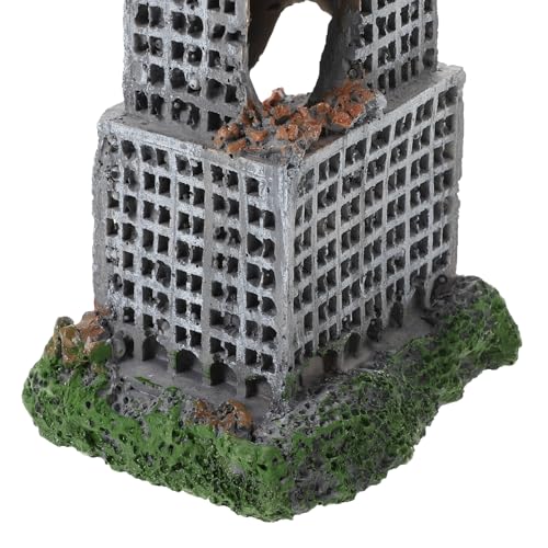 2pcs Aquarium Castle Decorations: Resin Urban Ruins - Fish Tank Rock Hideout - Antique City Building Ornament for Aquarium Backgrounds Fish Hideouts