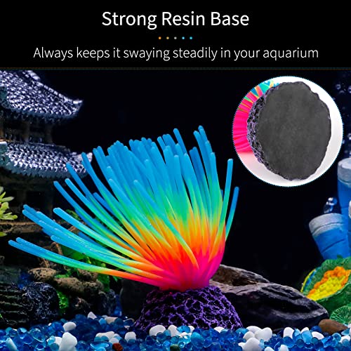 Uniclife Aquarium Imitative Iridescent Blue Sea Urchin Ball Artificial Silicone Ornament with Glowing Effect for Fish Tank Landscape Decoration - color: Blue Sea Urchin