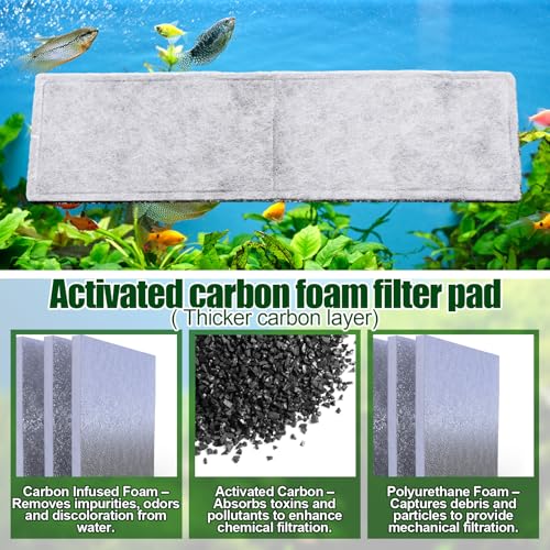 12 Pcs Carbon Filter Foam Pads and Foam Filters Compatible with U4 Range of Internal Underwater Sponge Aquarium Underwater Filter Accessories for Internal Replacement Aquarium Fish Tank