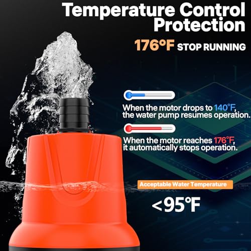 DOKO 850GPH Submersible Water Pump, 60W Pond Pump with 10ft Lift Height, Ultra Quiet Small Pond with Handle for Fish Tank Pond Aquarium Fountain, Hydroponics, with 4 Nozzles & 6ft Power Cord - size: 60W 850GPH