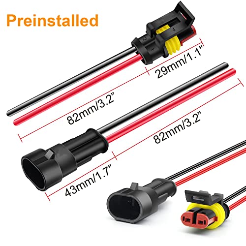 18 AWG 2 Pin Waterproof Connector 2 Pin Automotive Electrical Connectors Quick Disconnect 2 Wire Connectors with 18 Gauge Wire (10 Kits) - color: 2 pin 10 sets, size: 18 AWG