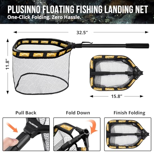 PLUSINNO Fishing Backpack with Floating Fishing Net, Tackle Boxes, Waterproof Sling Tackle Bag For Fish Gear With Rod Holder, Gifts for Men - color: Fishing Backpack With Fishing Net (Orange)