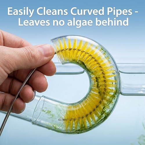67" Flexible Drain Brush Set, Double Ended Long Hose Pipe Cleaner with 2 Pcs 8.2" Straw Cleaning Brushes, Nylon Tube Cleaner Tool for Refrigerator Defrost, Aquarium Filter, Sink Drain - color: Yellow