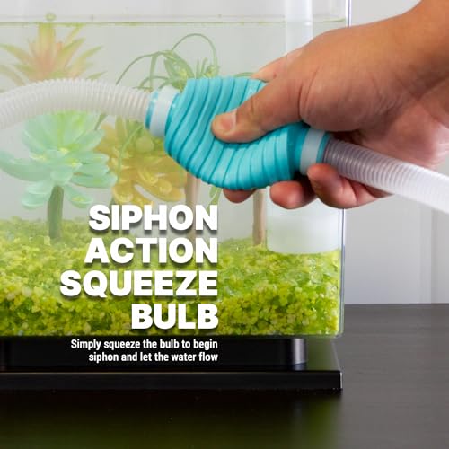 TERA PUMP Aquarium Gravel Cleaner for 20-50 Gallon Tanks - BPA-Free, Manual Squeeze Pump, Includes Two Nozzles, Easy One-Hand Operation, Safe for All Fish & Plant Life
