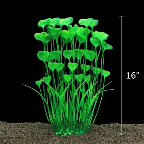 ALEGI Fish Tank Decorations Plastic Plants Large,Aquarium Artificial Plants Decoration Ornament Safe for All Fish-16 inch 2Pcs (Green 2 pcs) - color: Green 2 Pcs