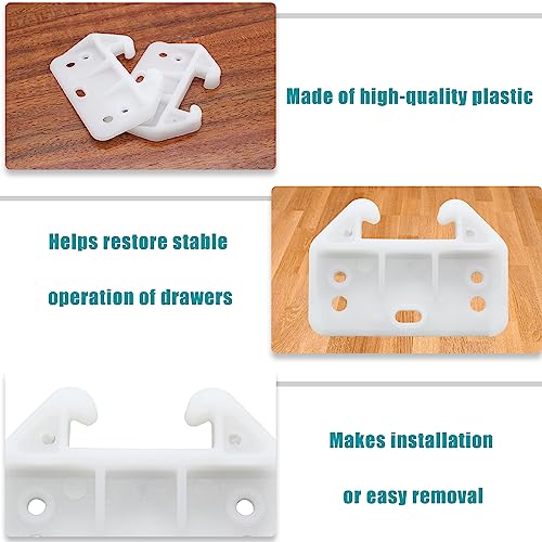 Litoexpe 20pcs Plastic Drawer Guides, Rear Drawer Track Guide Replacement, Center Mount Dresser Drawer Guide Brackets for Dressers, Hutches, Bedside Table and Drawer Systems (Without Screws) - size: 60×41×28mm - 20 Pcs