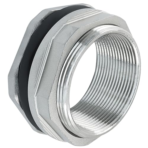 Murtenze 2" Bulkhead Water Tank Connector, Stainless Steel Water Tank Fitting Thru-bulk Adapter, Water Pipe Connector for Rain Barrels/Aquariums/Water Tanks - size: 2 Inch