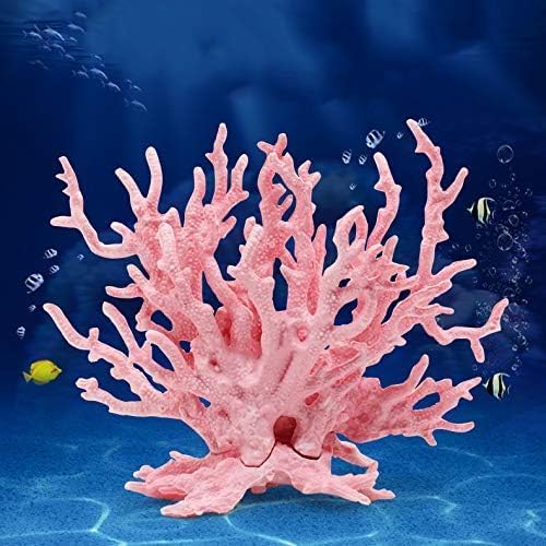 kathson Aquarium Coral Decor Fake Coral Ornaments Small Fish Tank Resin Decorations (Pink and Blue, 2 Pack) - size: 2PCS,Pink+Blue