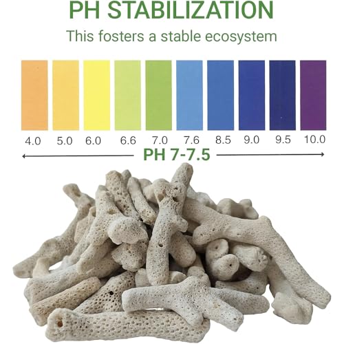 Premium Aquarium Crushed Coral Filter Media Set, 2.2lb Bio Filter Bags with Artificial Plants, pH Balancing for Freshwater Aquarium