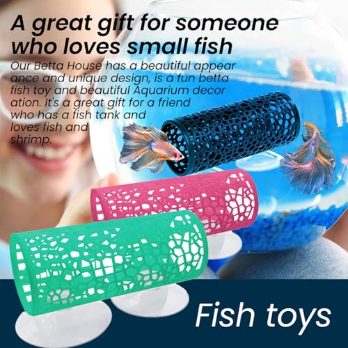3Pcs Betta Tunnel, Betta Fish Tank, Betta Hideout Shrimp Tank Accessories Hammock with Suction Cups, Safe Hollow Hammock Aquarium Decor for Bettas Fish Hide, Play and Rest