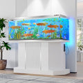 JIJIWANG 55-75 Gallon Fish Tank Stand with 4AC 2USB Outlet, Heavy Duty Aquarium Cabinet, 880LBS Capacity for Turtle Tank Reptile Terrarium, White - color: White, size: 47.64"L x 14.17"W x 28.7"H