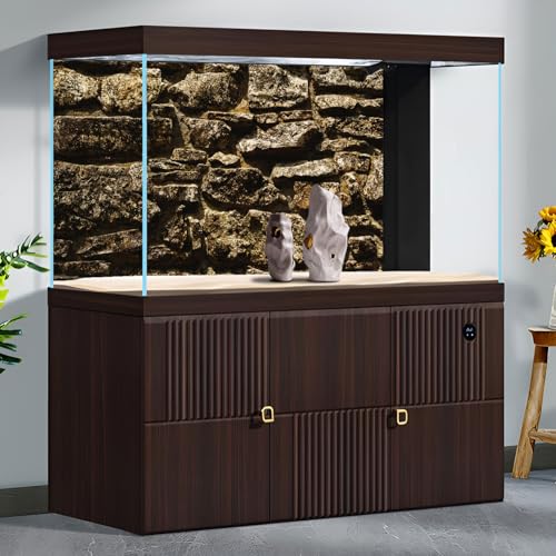 Stone Wall Aquarium Background Textured Ancient Wall Surface Fish Tank Background Old Stone Rock Wall Texture Reptile Tank Background Wild Rough Textured Stone Wall Terrarium Background Decor 24x12in - color: Dark_Brown, size: 24(W)x12(H)inches/ 60(W)*30c