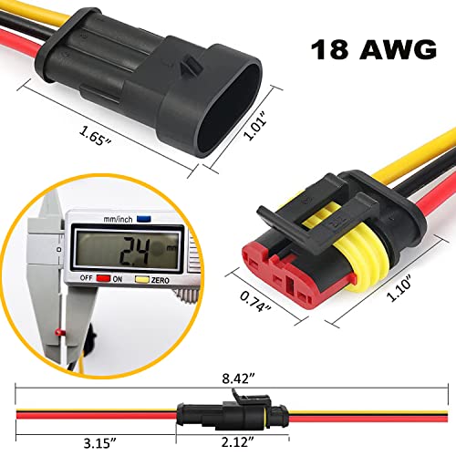 18 AWG Waterproof Wire Connectors Automotive Electrical Connectors Quick Connect Wire Connectors 1/2/3/4 Pin with 18 Gauge Wire (26 Kits) - color: 1-4 pin 26 sets, size: 18 AWG