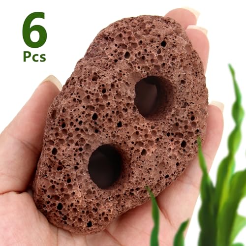 Lava Rock Aquarium, 6Pcs Aquarium Rocks Large for Fish Turtle Tank Plants, Decorations for Aquascaping, Fish Tank Ornaments, Terrarium