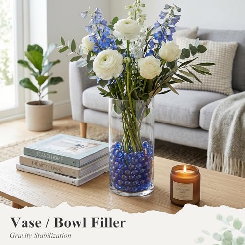 DomeStar 1LB Glass Marbles Bulk, Marbles for Vases 0.63 Inch Vase Fillers Dark Blue Glass Beads for Home Decor - color: Dark Blue