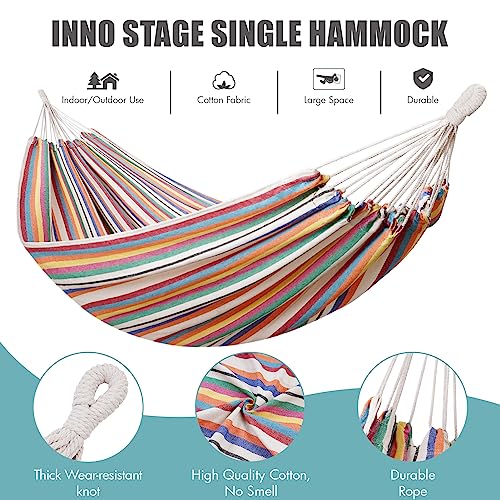 INNO STAGE Brazilian Hammock with Tree Straps - Cotton Hammocks Portable Hammock with Carry Bag for Backyard, Porch, Outdoor and Indoor Use Mixcolor - color: Mixcolor, size: X-Large